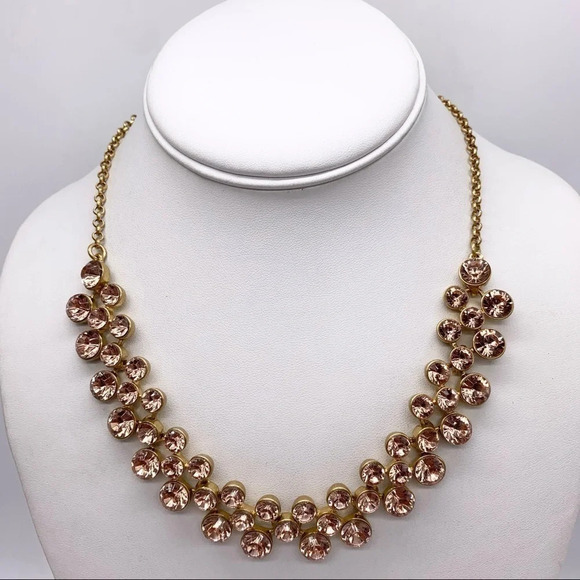 J. Crew Peach Crystal Gold Brulee Necklace NWT - Picture 1 of 3